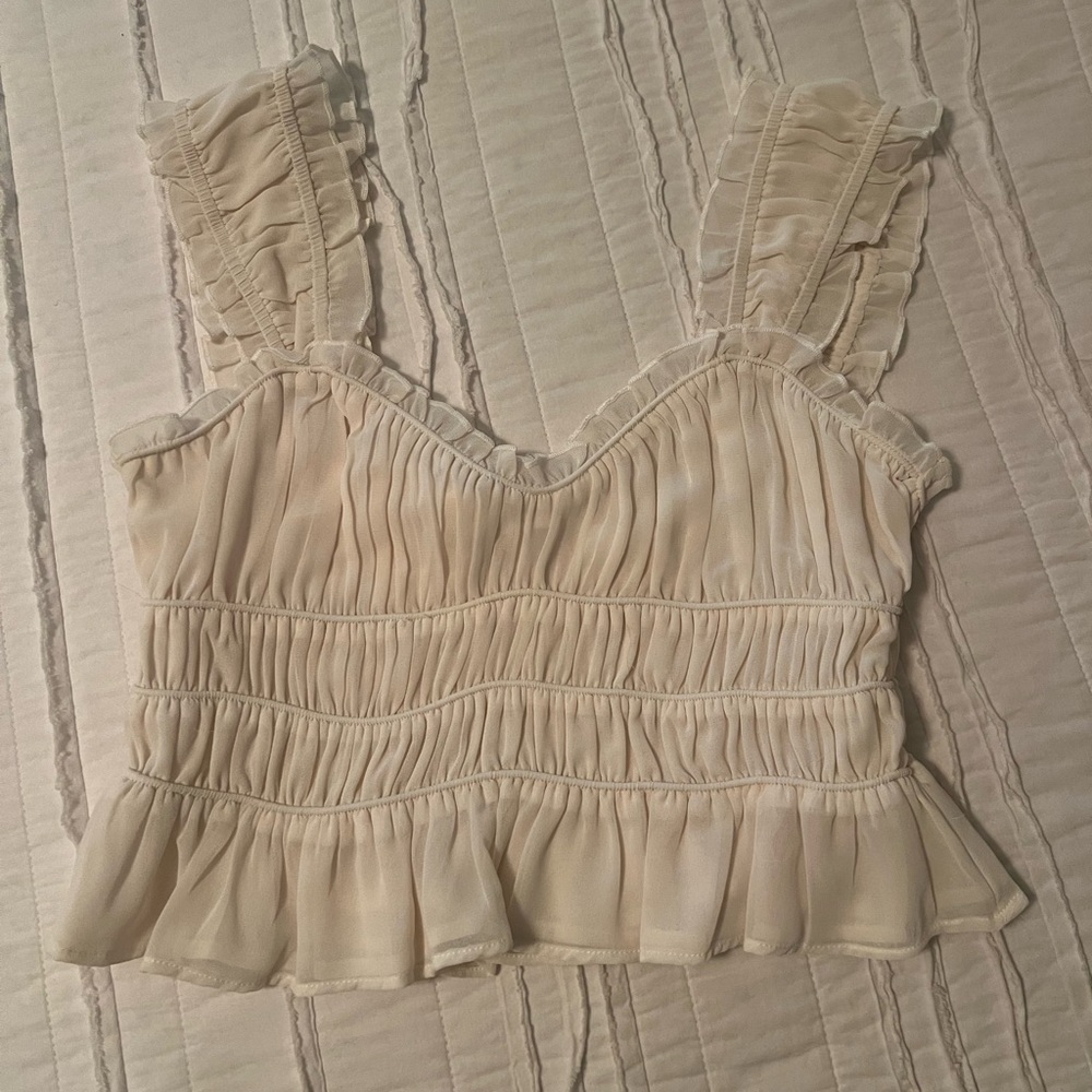 Astr Cream Ruffled Blouse